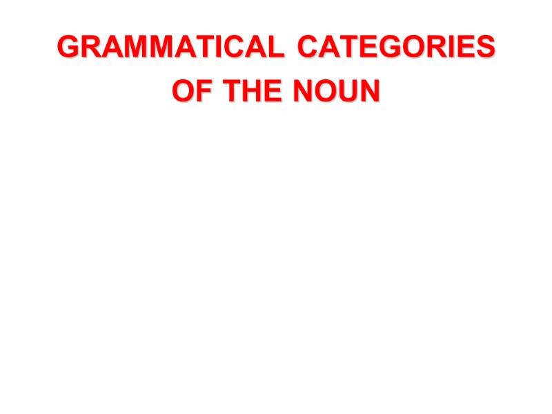 GRAMMATICAL CATEGORIES  OF THE NOUN